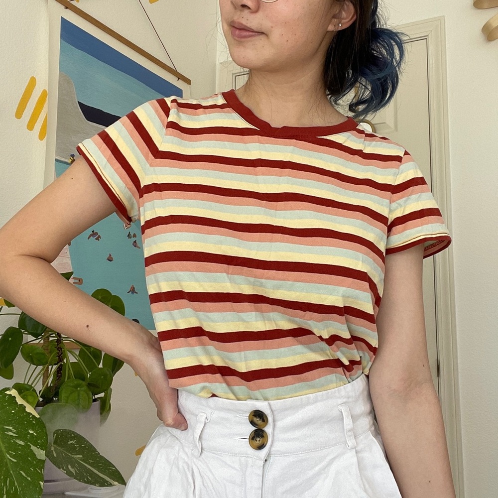 madewell pastel retro striped tshirt